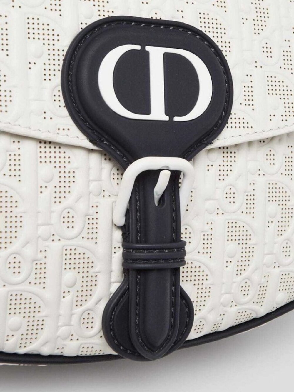 Christian Dior White/Blue Perforated Calfskin Leather Medium Bobby Crossbody Bag - Picture 5 of 11